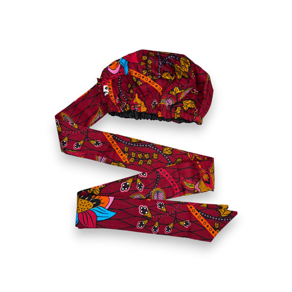 Gorro XL Easy - Gorro con forro de satén - Rojo Amarillo Botanical Flow