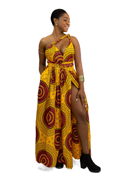 Vestido maxi multiposición infinito Amarillo anaranjado Dotted Patterns