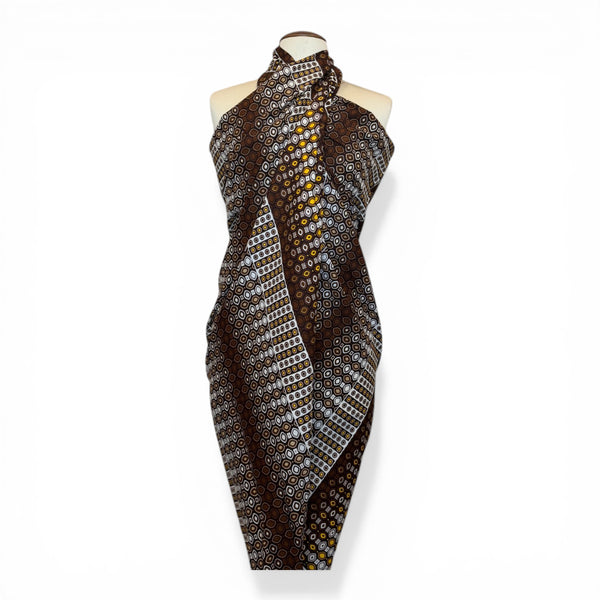 Pareo / Sarong - Falda envolvente de playa / pareo portabebés - Marrón Crema geométrico puntos y rayas