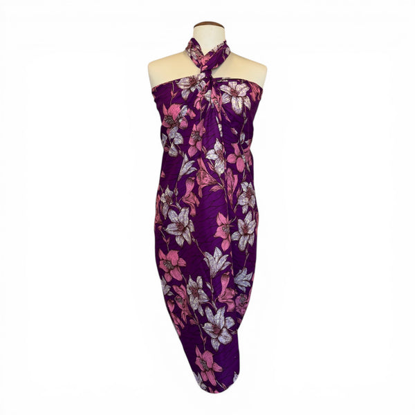 Pareo / Sarong - Falda envolvente de playa / pareo portabebés - Morado Flowers