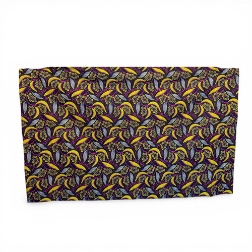 Pareo / Sarong - Falda envolvente de playa / pareo portabebés - Amarillo / hojas rosas