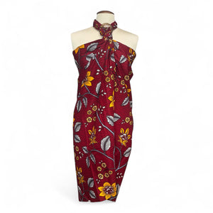 Pareo / Sarong - Falda envolvente de playa / pareo portabebés - Rojo Flower stems