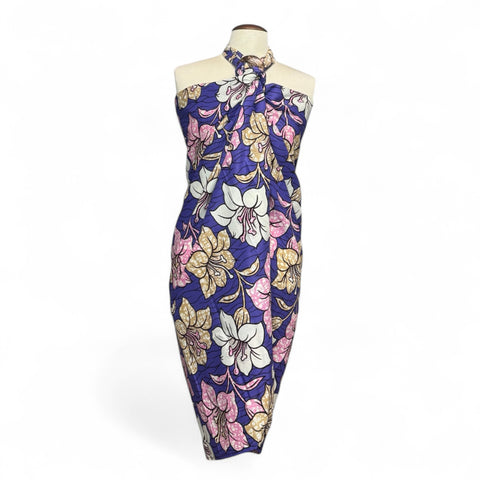 Pareo / Sarong - Falda envolvente de playa / pareo portabebés - Morado Flowers