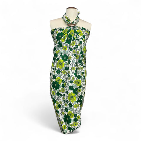 Pareo / Sarong - Falda envolvente de playa / pareo portabebés - Verde flower