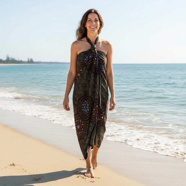 Pareo / Sarong - Falda envolvente de playa / pareo portabebés - Naranja Dotted Print