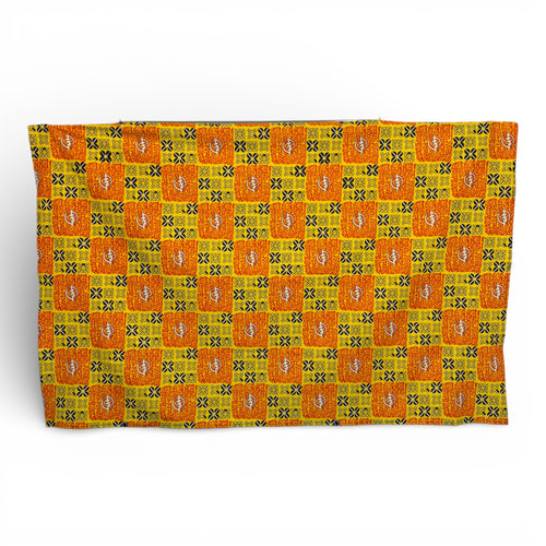 Pareo / Sarong - Falda envolvente de playa / pareo portabebés - Amarillo Naranja Tribal Squares