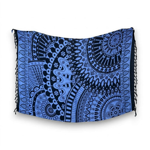 Pareo / Sarong - Falda envolvente de playa - Mandala negro / azul