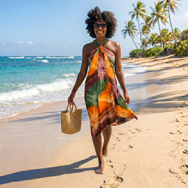 Pareo / Sarong - Falda envolvente de playa - Tie dye Naranja
