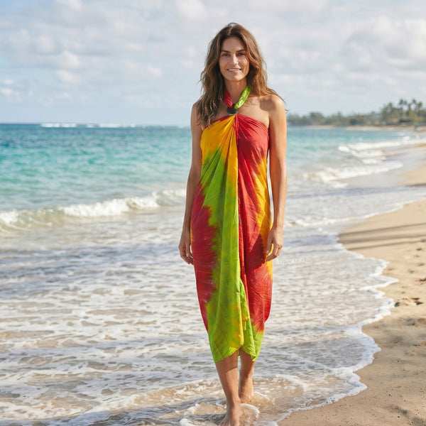 Pareo / Sarong - Falda envolvente de playa - Tie dye Multicolores