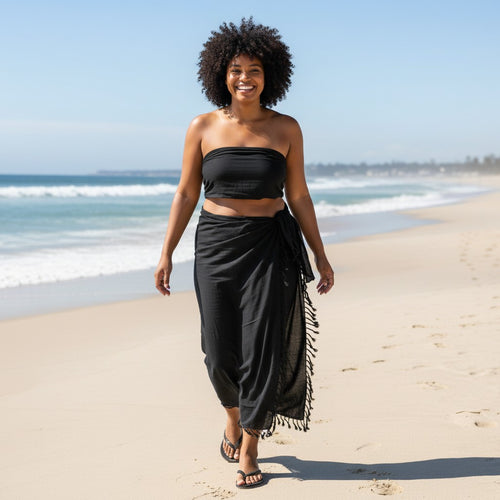 Pareo / Sarong - Falda envolvente de playa -Negro