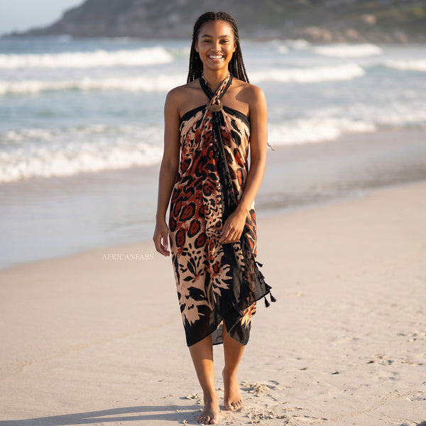 Pareo / Sarong - Falda envolvente de playa - Leopardo negro