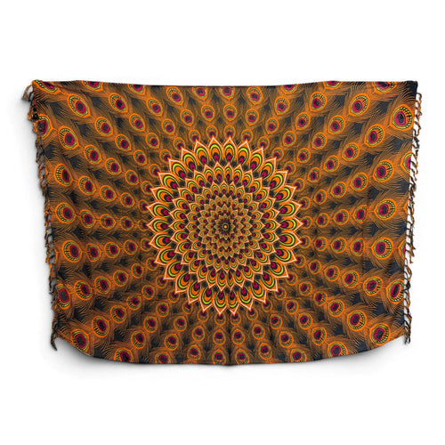 Pareo / Sarong - Falda envolvente de playa - Marrón Naranja Peacock Sunset