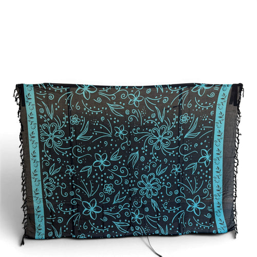 Pareo / Sarong - Falda envolvente de playa - Negro Turquesa Island Floral Night