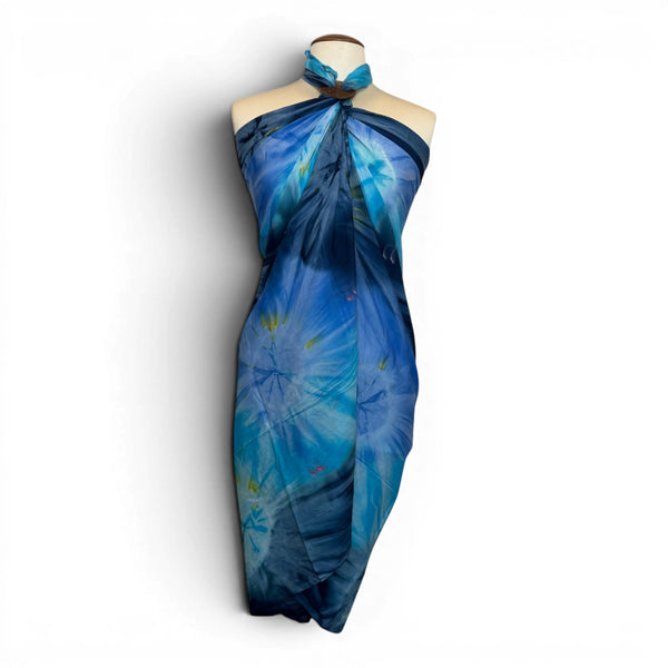 Pareo / Sarong - Falda envolvente de playa - Azul Navy Tie Dye Ocean