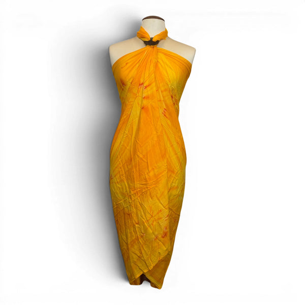 Pareo / Sarong - Falda envolvente de playa - Amarillo Naranja Sunset Tie Dye