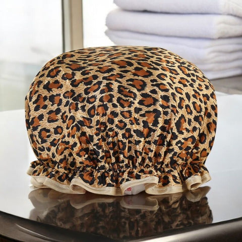 Gorro de ducha GRANDE para cabello completo / rizos - Leopardo / Pantera