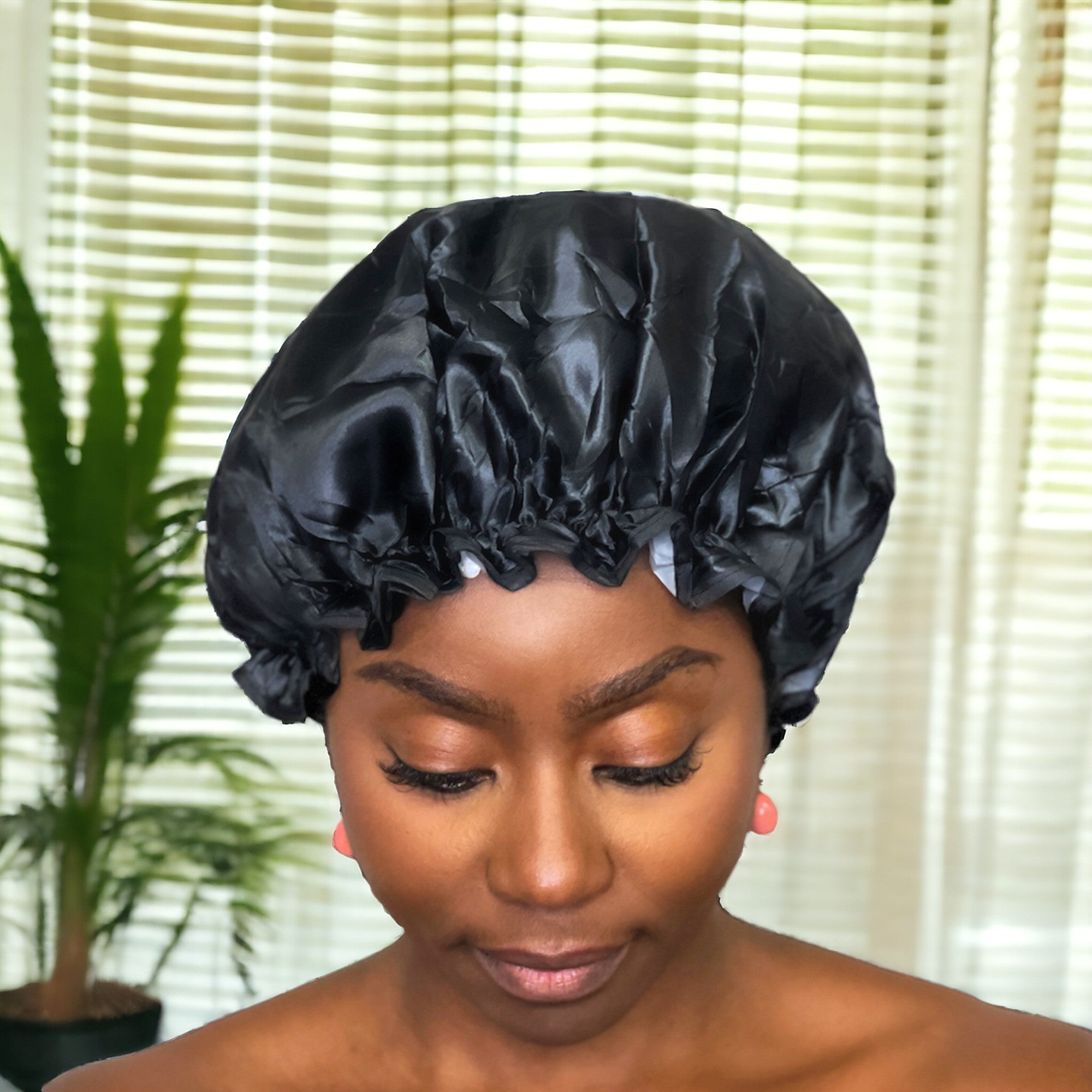 GRANDE Gorro de ducha para cabello completo / rizos - Negro