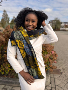 Bufanda de invierno con estampado africano Unisex - Modelo estrecho - Círculo Verde