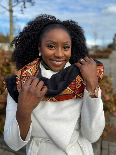 Bufanda de invierno con estampado africano Unisex - Modelo estrecho - Prisma Africano Marrón