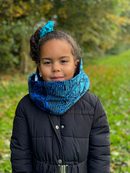 Bufanda de Invierno Estampado Africano para Niños Unisex - Azul Rings