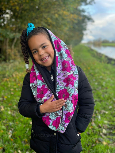 Cuello alto Bufanda de Invierno Estampado Africano para Niños Unisex - Multicolor Flowers