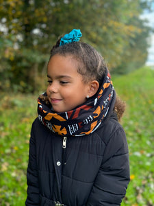 Cuello alto Bufanda de Invierno Estampado Africano para Niños Unisex - Marrón Bogolan 