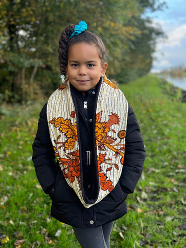 Cuello alto Bufanda de Invierno Estampado Africano para Niños Unisex - Naranja Garden