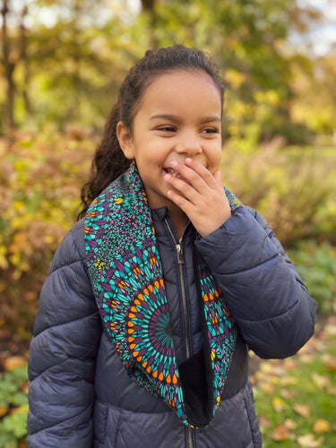 Cuello alto Bufanda de Invierno Estampado Africano para Niños Unisex - Turquesa Morado Ocean Eye
