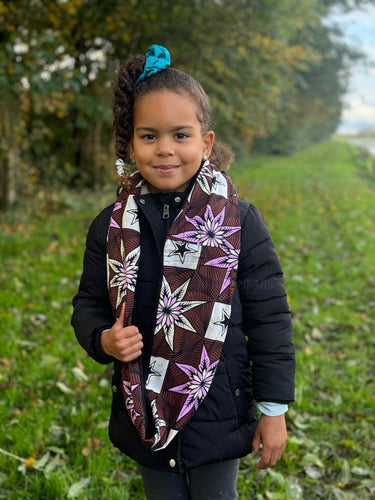 Cuello alto Bufanda de Invierno Estampado Africano para Niños Unisex - Marrón