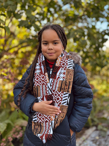 Cuello alto Bufanda de Invierno Estampado Africano para Niños Unisex - Azul marino Amarillo Paisley