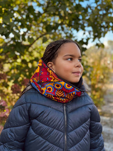 Cuello alto Bufanda de Invierno Estampado Africano para Niños Unisex - Rojo