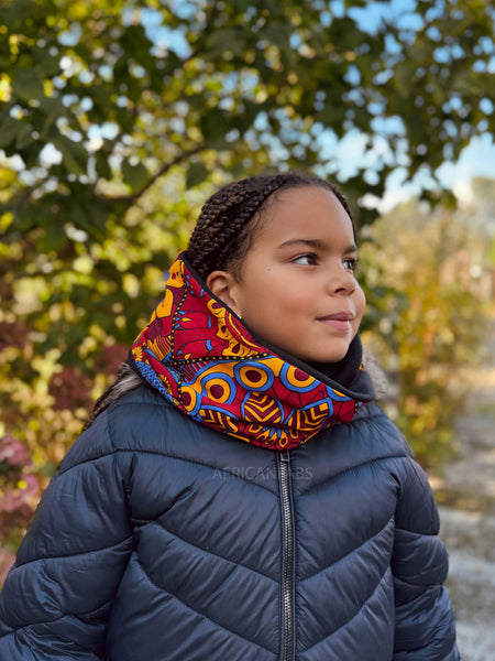 Cuello alto Bufanda de Invierno Estampado Africano para Niños Unisex - Rojo