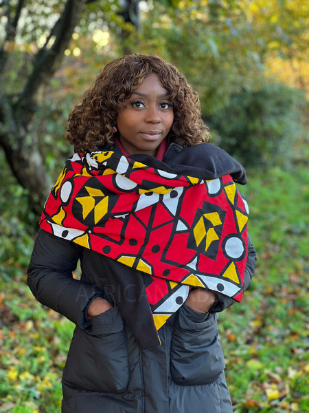 Bufanda de Invierno estampado Africano para Adultos Unisex - Rojo Samakaka