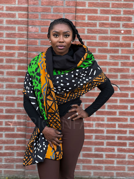 Bufanda de invierno estampado africano para Adultos Unisex - Verde bogolan