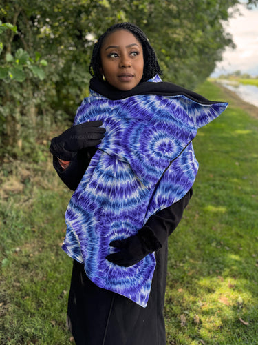 Bufanda de Invierno estampado africano para Adultos Unisex - Azul Tie Dye