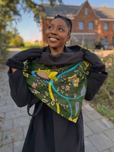 Bufanda de invierno estampado africano para Adultos Unisex - Verde oscuro Botanical Flow
