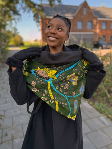 Bufanda de invierno estampado africano para Adultos Unisex - Verde oscuro Botanical Flow