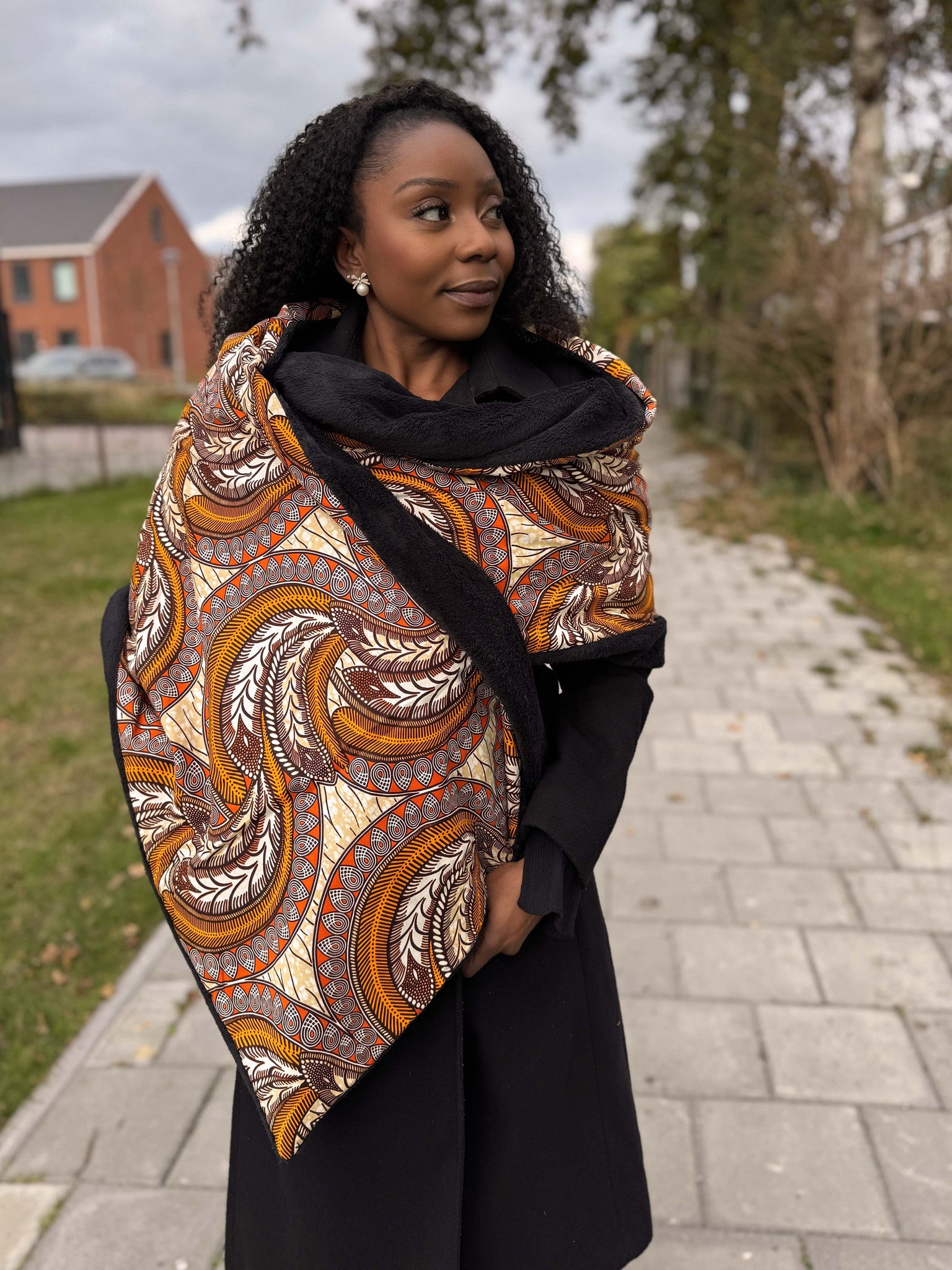 Bufanda de invierno estampado africano para Adultos Unisex - Naranja Pluma