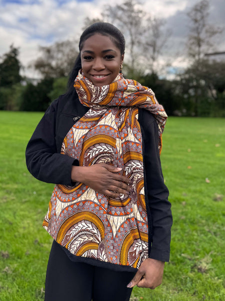 Bufanda de invierno estampado africano para Adultos Unisex - Naranja Pluma