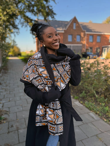 Bufanda de invierno estampado africano para Adultos Unisex - Marrón Bogolan Symbols