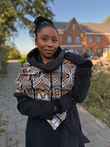 Bufanda de invierno estampado africano para Adultos Unisex - Marrón Bogolan Symbols
