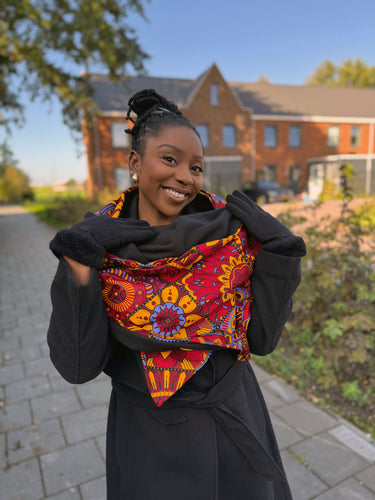 Bufanda de invierno estampado africano para Adultos Unisex - Rojo Mandala Patchwork