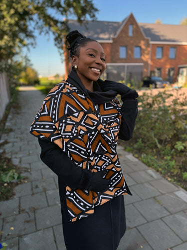 Bufanda de invierno estampado africano para Adultos Unisex - Marrón Bogolan