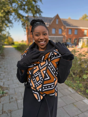 Bufanda de invierno estampado africano para Adultos Unisex - Marrón Bogolan