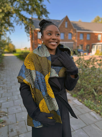 Bufanda de invierno estampado africano para Adultos Unisex - Verde Concentric Circle Design