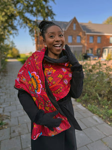 Bufanda de invierno estampado africano para Adultos Unisex - Rojo Botanical Flow