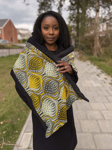 Bufanda de invierno estampado africano para Adultos Unisex - Olas Amarillas