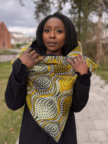 Bufanda de invierno estampado africano para Adultos Unisex - Olas Amarillas