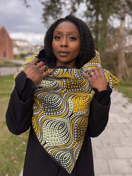 Bufanda de invierno estampado africano para Adultos Unisex - Olas Amarillas