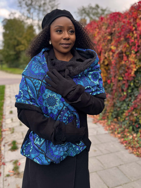 Bufanda de invierno estampado africano para Adultos Unisex - Mandala Azul